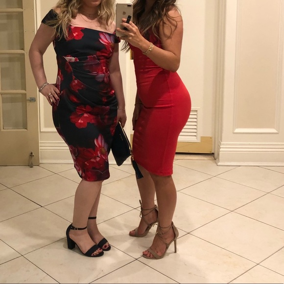 Lulus midi body con dress in red - Picture 3 of 8